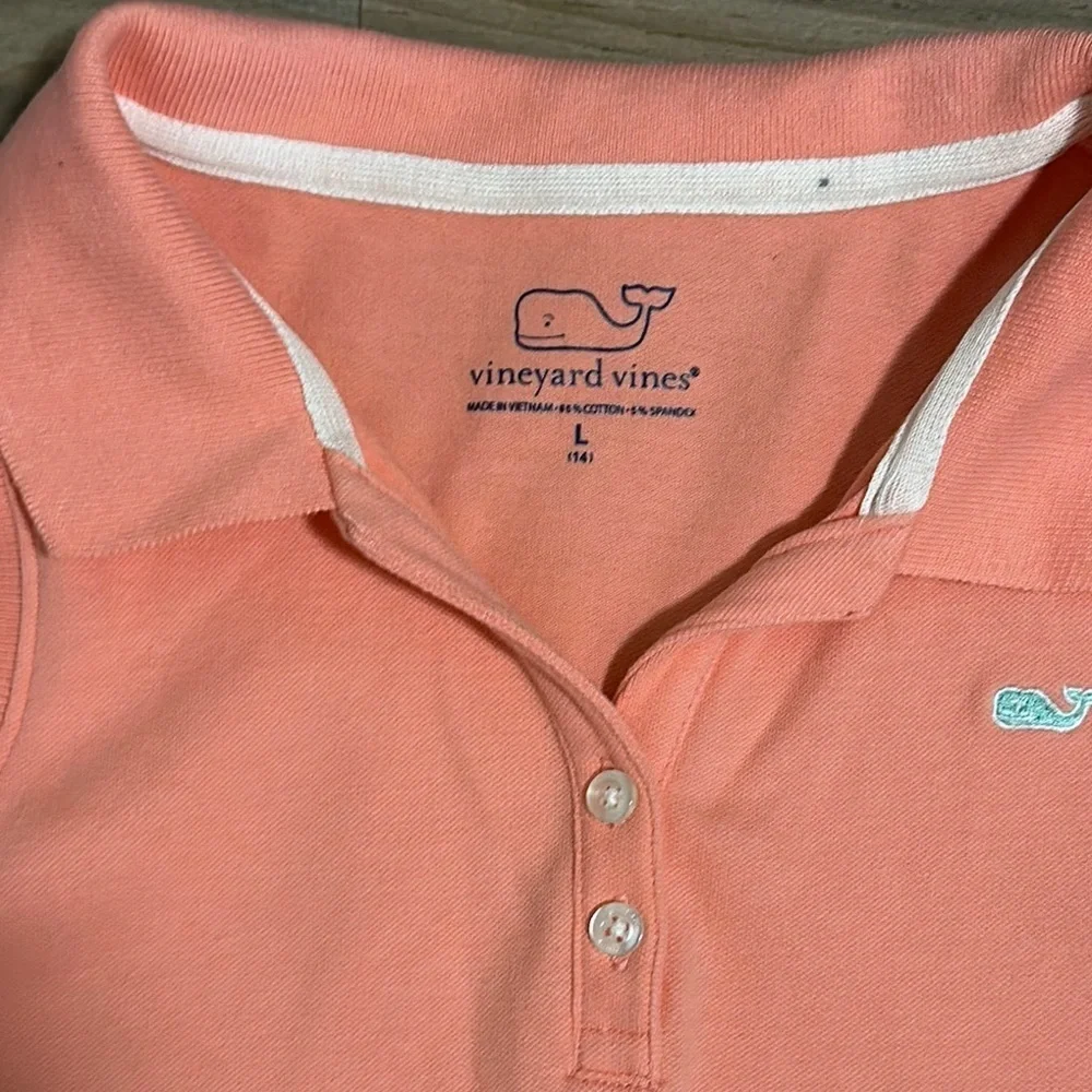 Vineyard Vines Girls Size Large/14 Sleeveless Polo Peach Cotton Spandex